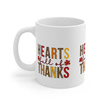 Thanksgiving Mug - Hearts Full of Thanks, Fall Decor, Autumn Gift, Coffee Cup, Holiday Celebration, Seasonal Drinkware