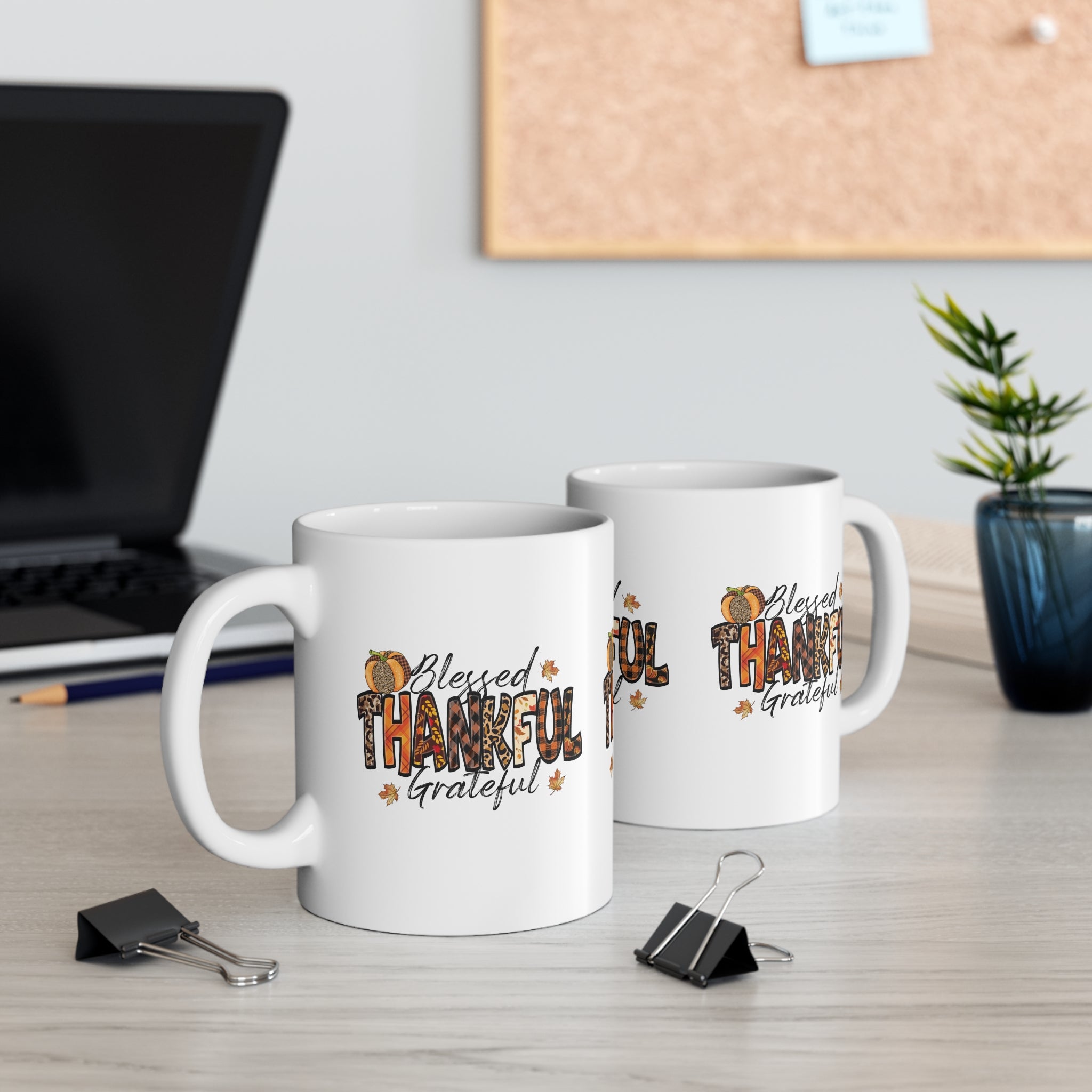 Thankful Blessings Mug | Fall Decor for Thanksgiving | Grateful Coffee Cup | Pumpkin Spice Lover Gift | Holiday Sipware