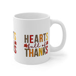Thanksgiving Mug - Hearts Full of Thanks, Fall Decor, Autumn Gift, Coffee Cup, Holiday Celebration, Seasonal Drinkware