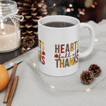 Thanksgiving Mug - Hearts Full of Thanks, Fall Decor, Autumn Gift, Coffee Cup, Holiday Celebration, Seasonal Drinkware