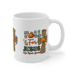 Fall For Jesus Mug - 11oz Ceramic Coffee Cup, Christian Gift for Thanksgiving, Autumn Decor, Inspirational Drinkware, Faith-based Present